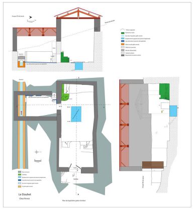 Relevés et DAO - J.-L. Hillairet – Plan et proposition de restitution du baptistère.