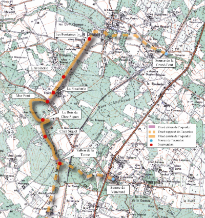 Tracé de la portion du Douhet du deuxième aqueduc