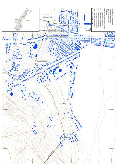 Localisation cadastrale des aqueducs sur la commune de Saintes Echelle 1/5000 - V. MIAILHE (Inrap)