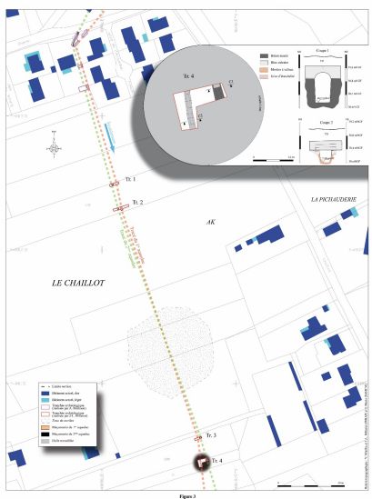 Figure A - Relevés J.-L. Hillairet – DAO V. Miailhe – Tracé au lieu-dit ″Le plantis du Bourg″